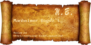 Manheimer Bogát névjegykártya